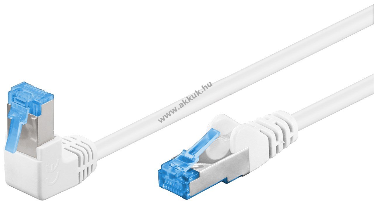 Goobay CAT 6A S/FTP (PiMF) 90° patchkábel 10m fehér CU LSZH