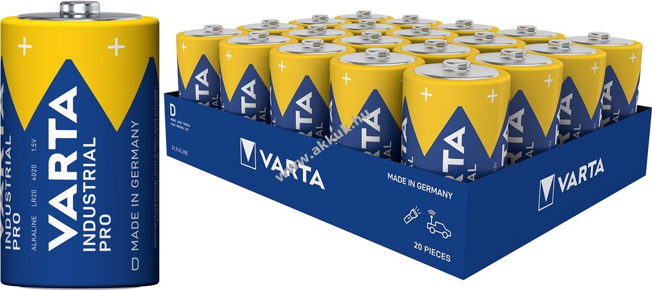 Varta Industrial LR20 D (góliát) 1,5V 20db/csomag elem Alkali-Mangan