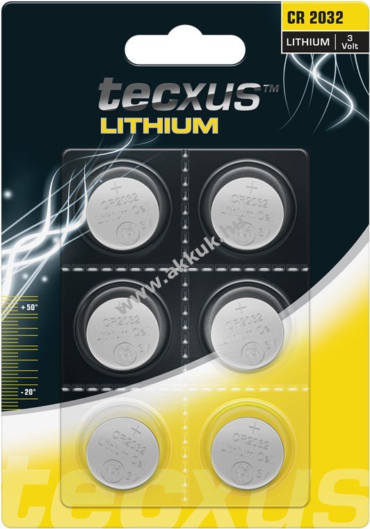 Tecxus Lithium CR2032 3V gombelem 6db/csomag lítium