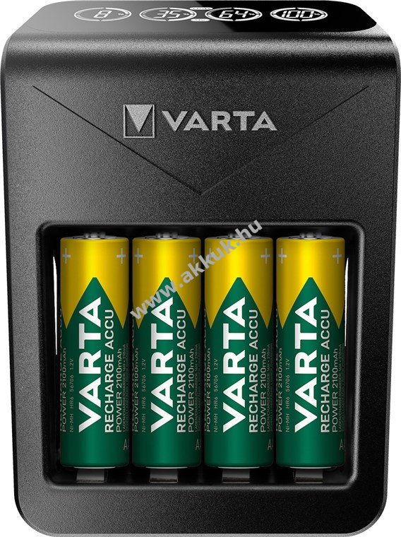 Varta Varta LCD Plug Charger+ 57687 hálózati töltő 4x AA 2100mAh elemekkel együtt NiMH
