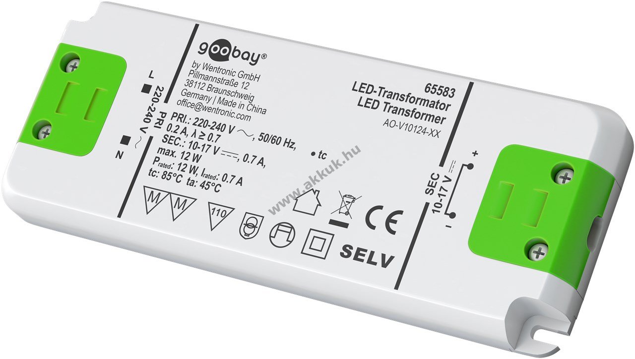 Goobay LED konstansáram tápegység 700mA 12W superlapos 10-17VDC
