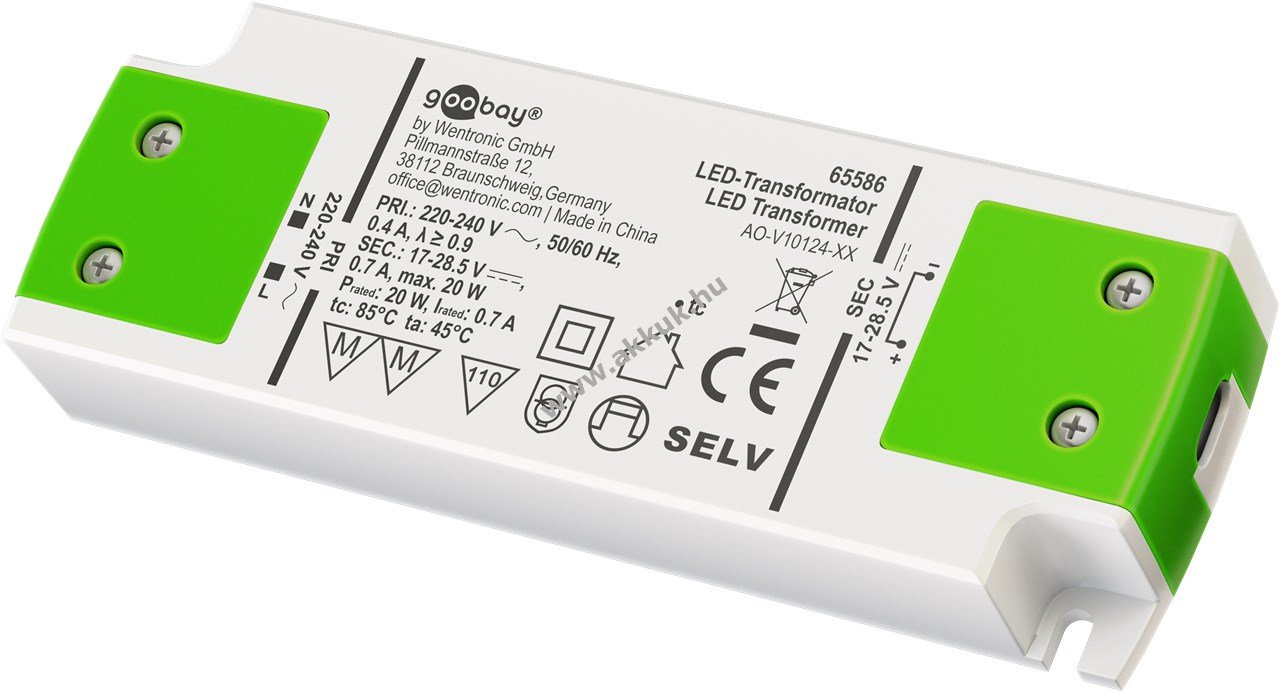 Goobay LED konstansáramú trafó 700mA 20W 17-28,5V DC