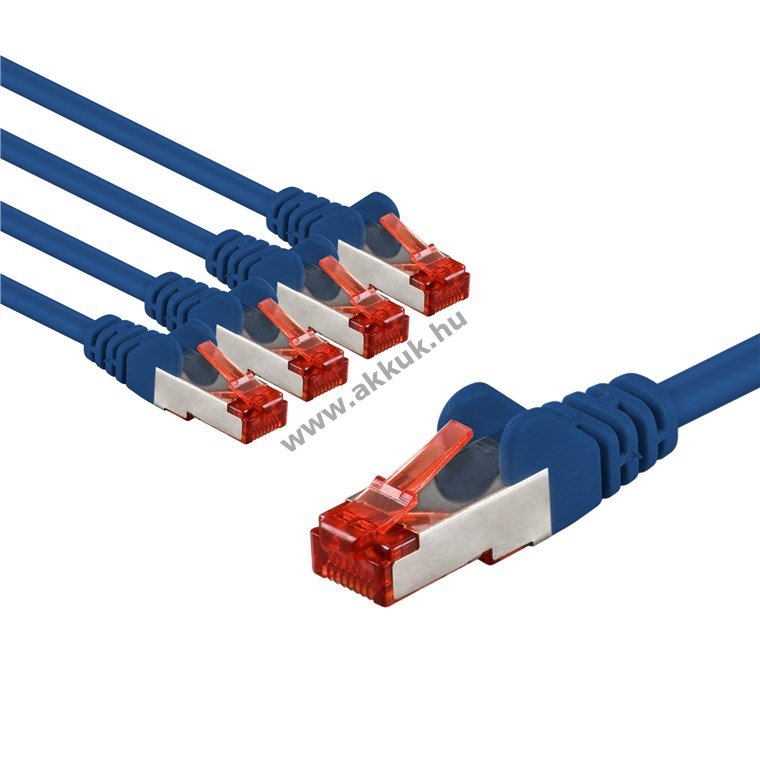 Goobay CAT6 S/FTP (PiMF) patchkábel 1m kék 5db/csomag CU LSZH RJ45