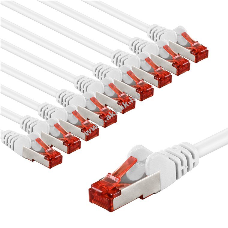 Goobay CAT 6 S/FTP (PiMF) patchkábel 3m fehér 10db/csomag CU LSZH