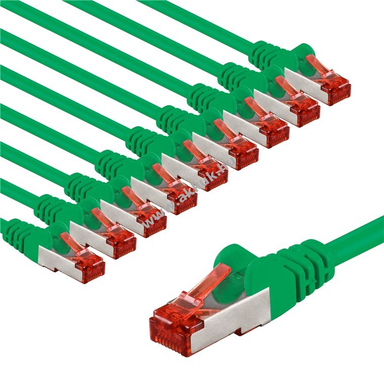 Goobay CAT 6 patch kábel S/FTP (PiMF) 3m zöld 10db/csomag CU LSZH