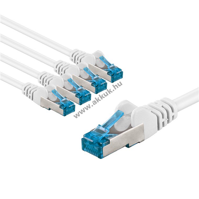 Goobay CAT6A S/FTP (PiMF) patchkábel 1m fehér 5db/csomag CU LSZH