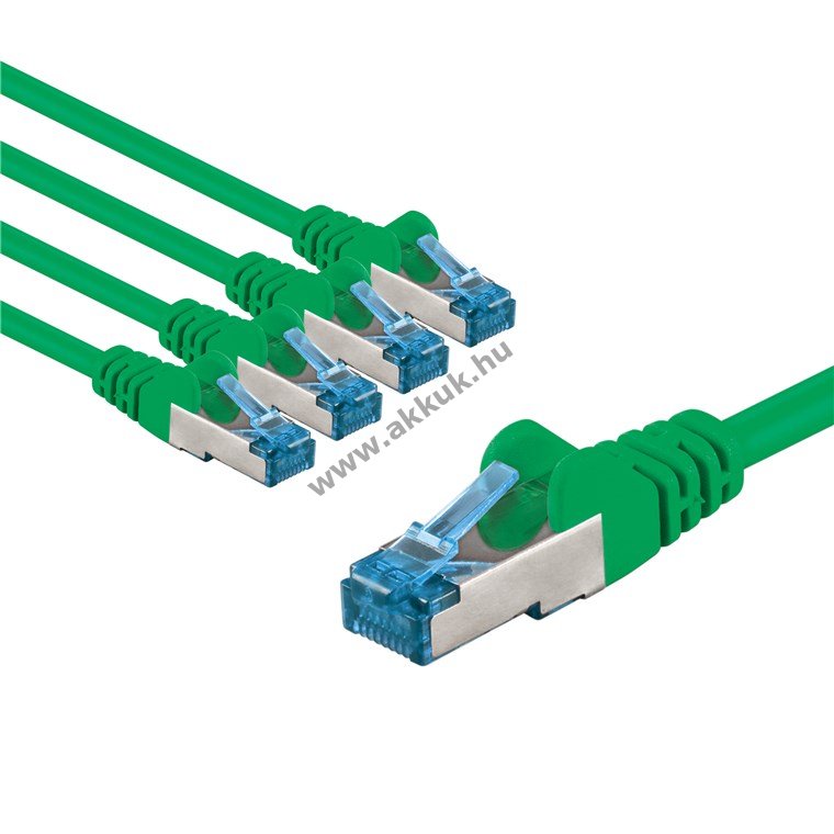 Goobay CAT6A S/FTP (PiMF) patchkábel 1m zöld 5db/csomag CU LSZH