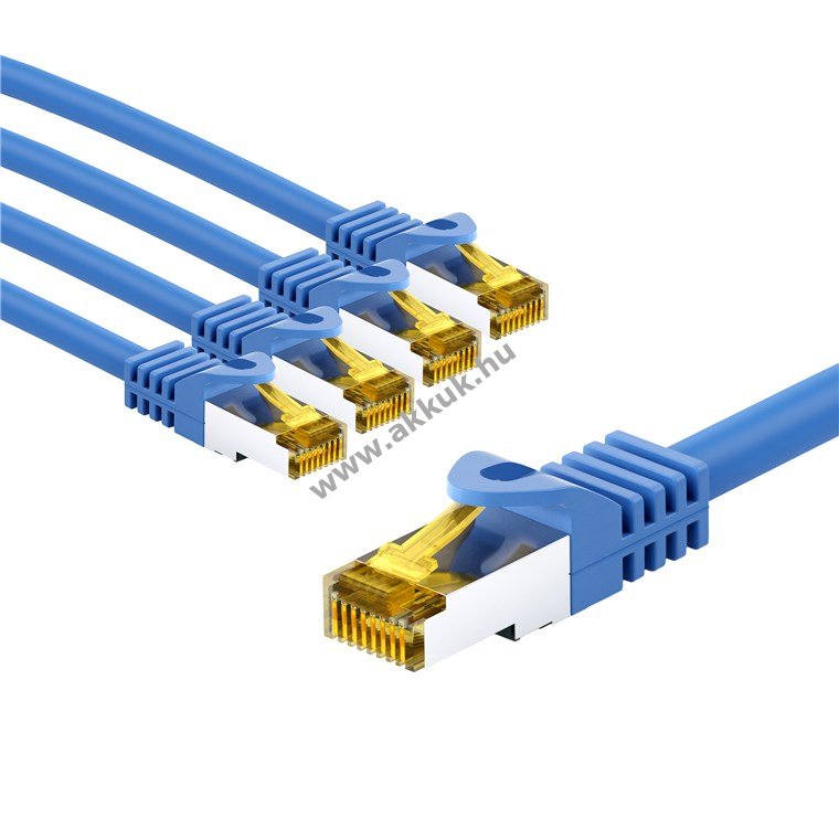 Goobay RJ45 patchkábel CAT6A S/FTP (PiMF) 500MHz CAT7 rohkábel 2m kék 5db/csomag LSZH CU