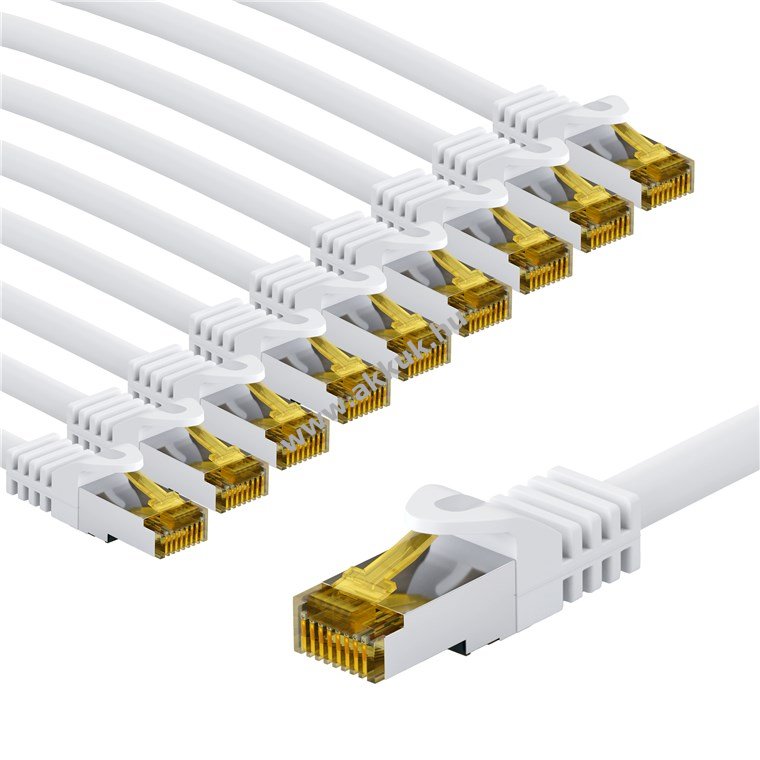 Goobay RJ45 patchkábel CAT 6A S/FTP (PiMF) 500MHz CAT7 5m fehér 10db/csomag LSZH CU
