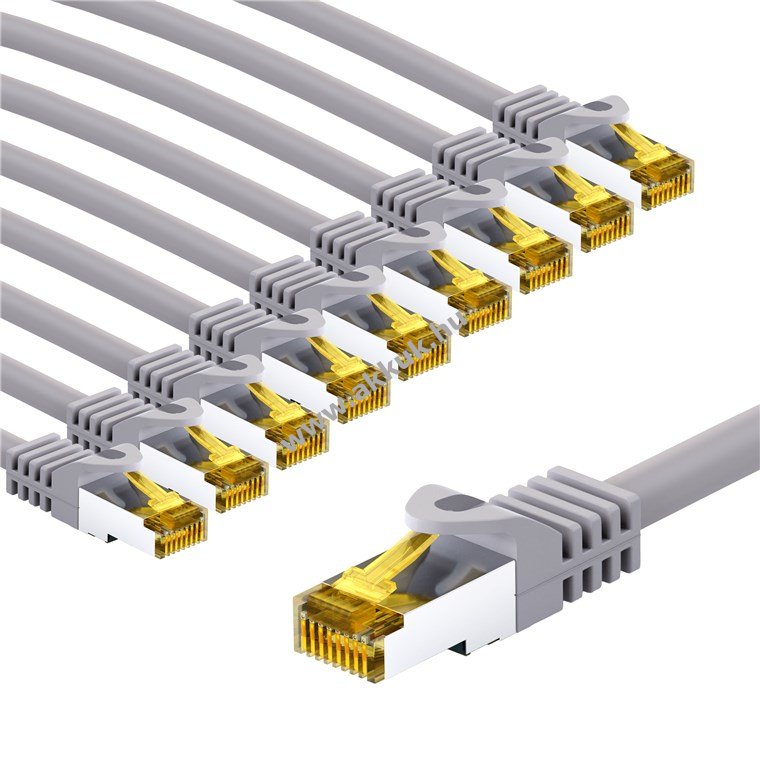 Goobay RJ45 patchkábel CAT6A S/FTP (PiMF) 2m szürke 10db/csomag CAT7 alapkábel LSZH CU