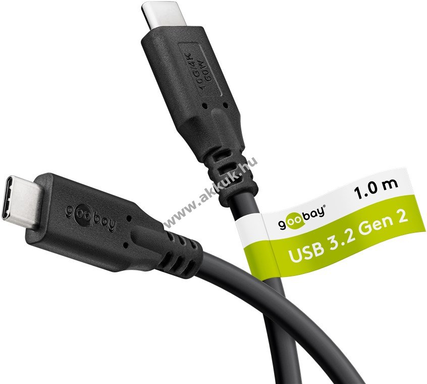Goobay Basic USB-C kábel 1m fekete 60W 3A 10Gbit/s USB3.2 Power Delivery