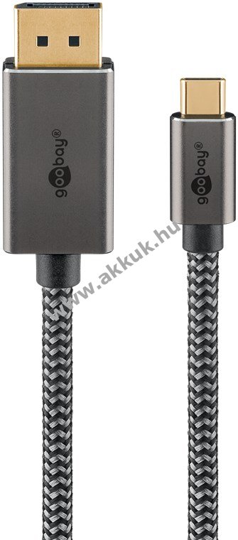 Goobay USB-C-DisplayPort kábel 2m 4K@60Hz 21,6Gbit/s USB3.1 textilborítás