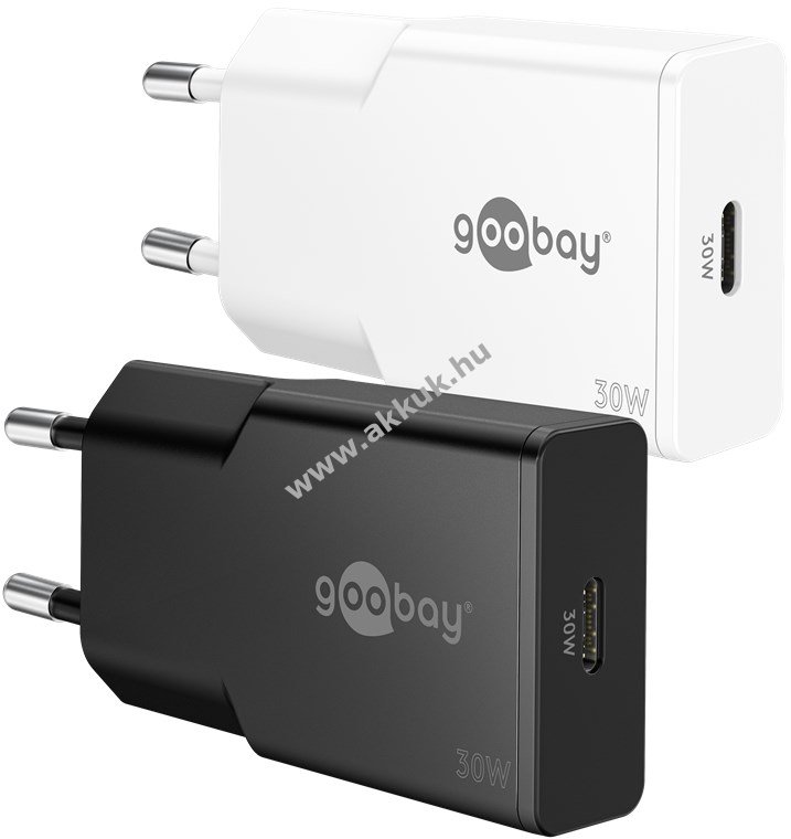 Goobay Single Fast Charger 30W USB-C PD GaN Slim fehér gyorstöltő 1x USB-C (Power Delivery)