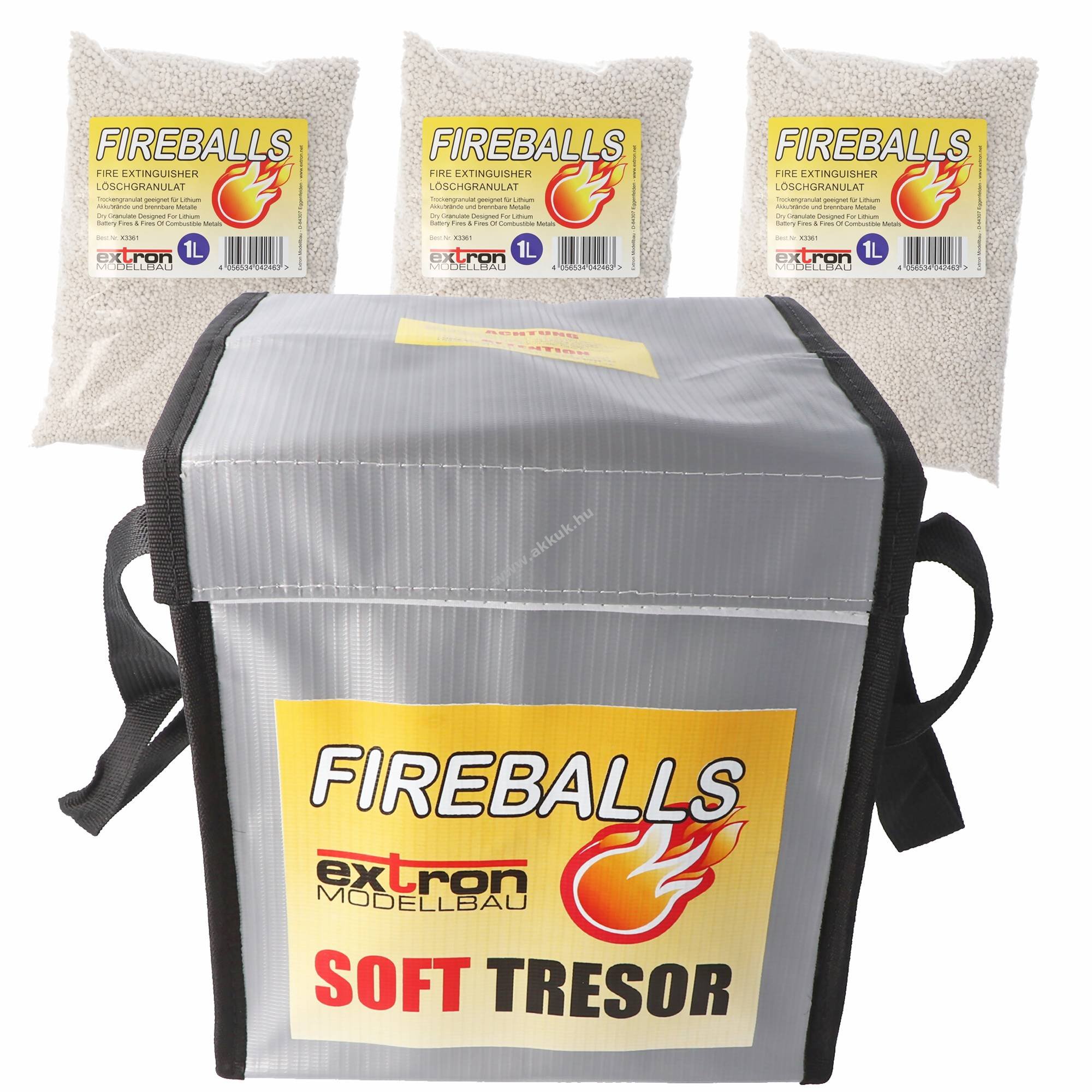 Fireballs tűzoltó granulátum Soft-Tresor lítium akkumulátorokhoz 3x1L tűzvédelem