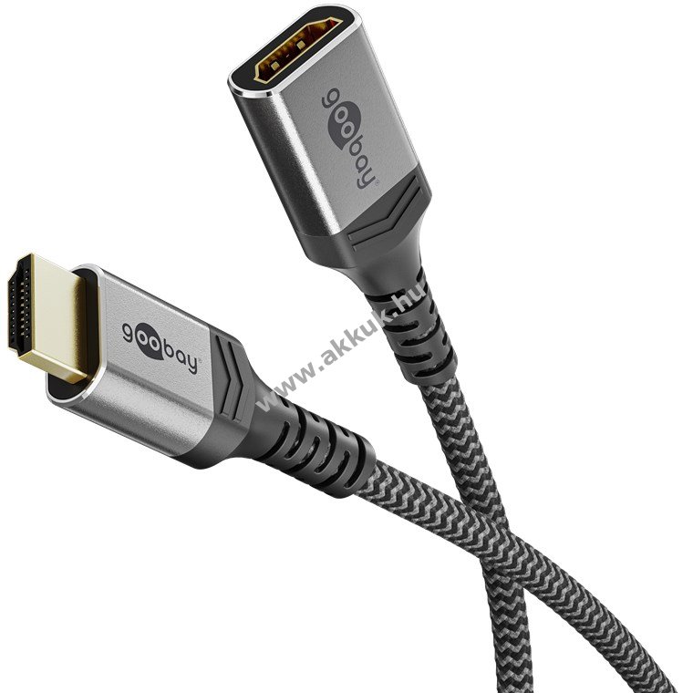 Goobay Plus Series HDMI hosszabbító kábel 8K@60Hz 1.5m fém csatlakozó fonott textilkábel