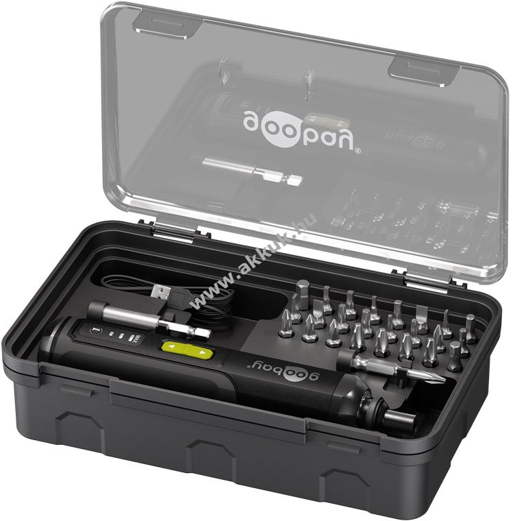 Goobay Tools mini akkus csavarozó készlet 28db 24bit 1 hosszabbító 1 tartó 1 krómozott adapter