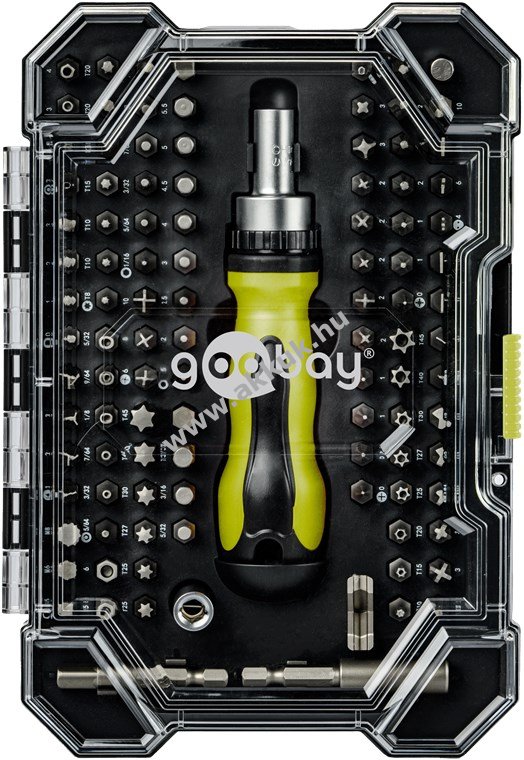 Goobay Tools 100 részes csavarhúzó- és bitkészlet S2 acél
