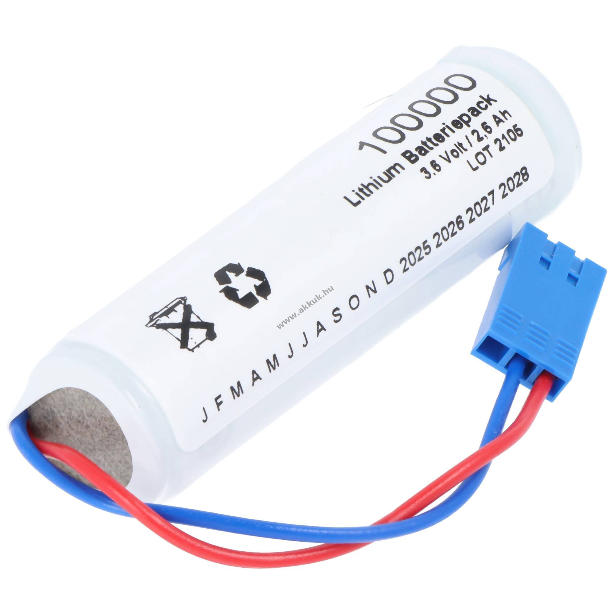 Saft LS14500 3,6V 2600mAh kábel és csatlakozó, 3 tűs, 2x foglalt lítium elem