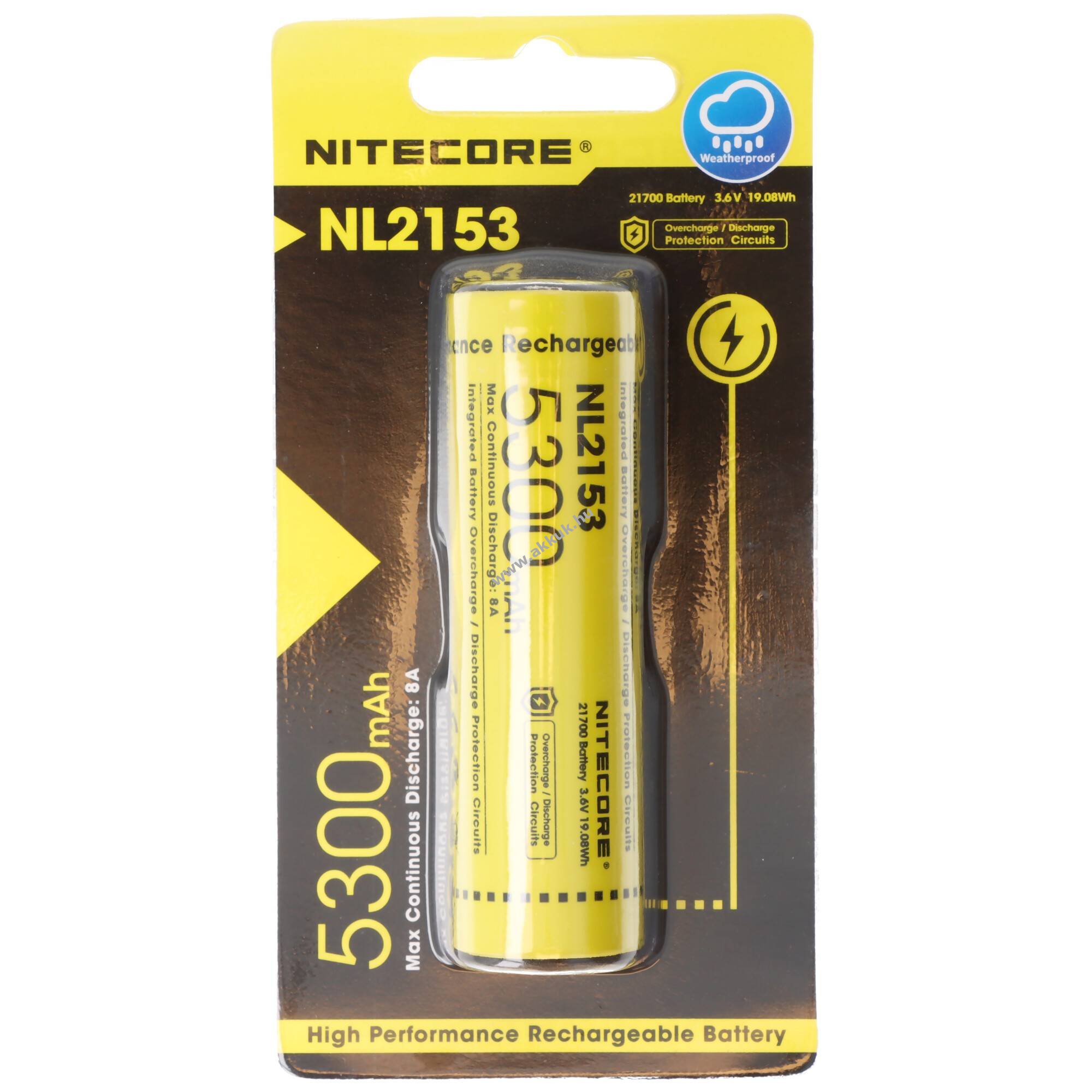 Nitecore 21700 NL2153 3,6V 5300mAh akku Li-Ion