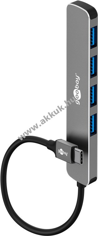Goobay Advanced Slim 4-portos USB-C hub 5Gbit/s (USB 3.2) 4x USB-A