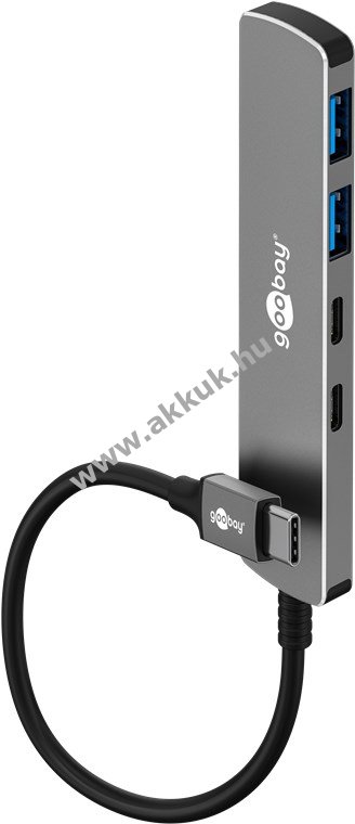 Goobay Advanced Slim 4-portos USB-C hub 5Gbit/s 2x USB-C 2x USB-A USB 3.2