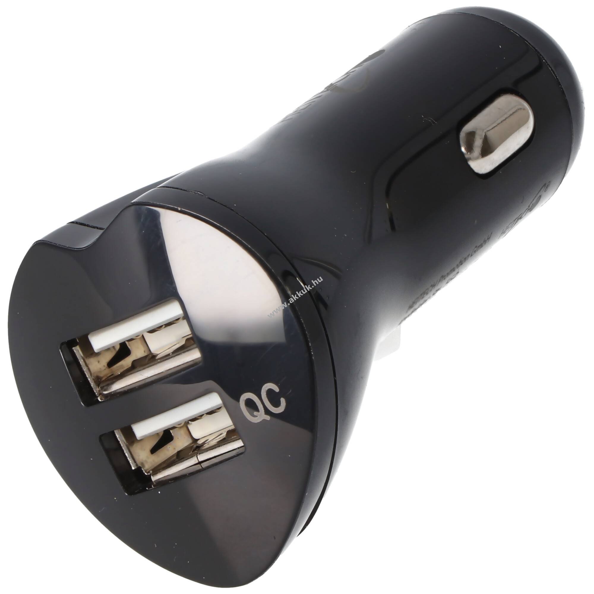 Heitech autós USB töltő 2-portos max.20W 1x USB-C 1x USB-A 2A fekete
