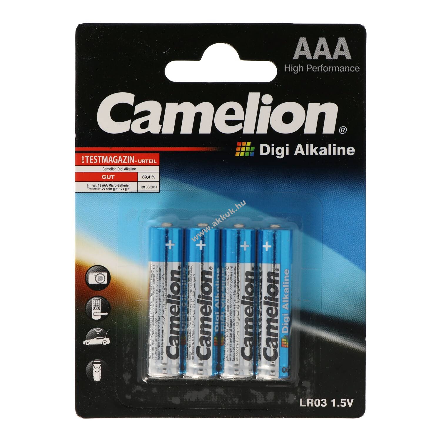 Camelion Digi Alkaline LR03 AAA (mikro) maximális 1250mAh 4db/csomag elem alkáli
