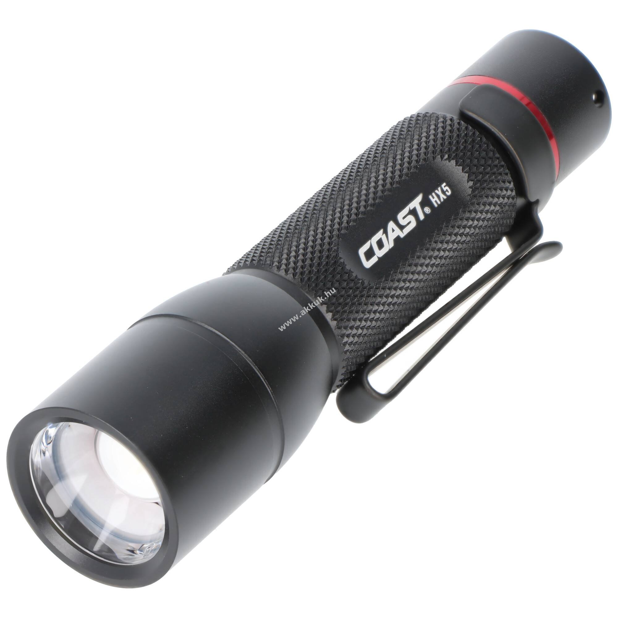 Coast HX5 LED zseblámpa Slide Focus 360lm elemmel fekete