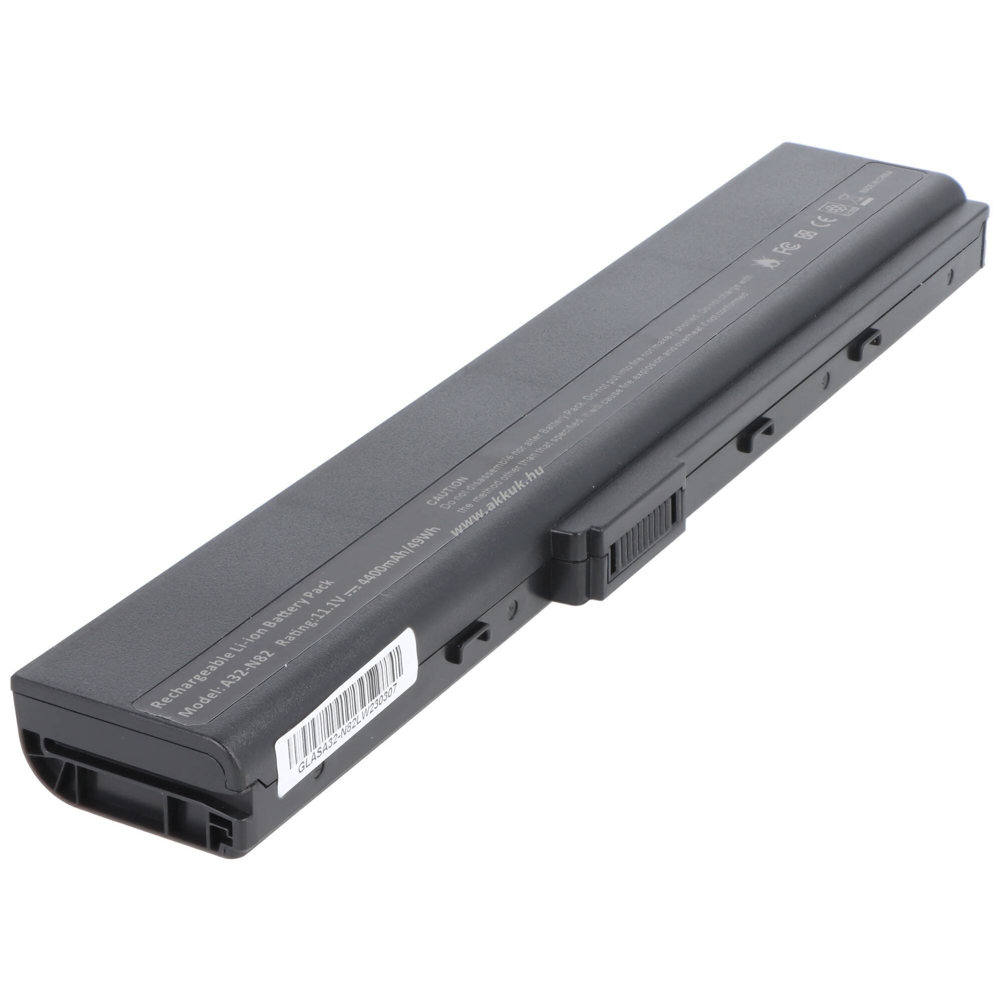 Helyettesítő akku Asus N82 laptop A32-N82 A42-N82 11,1V 4400mAh Li-Ion