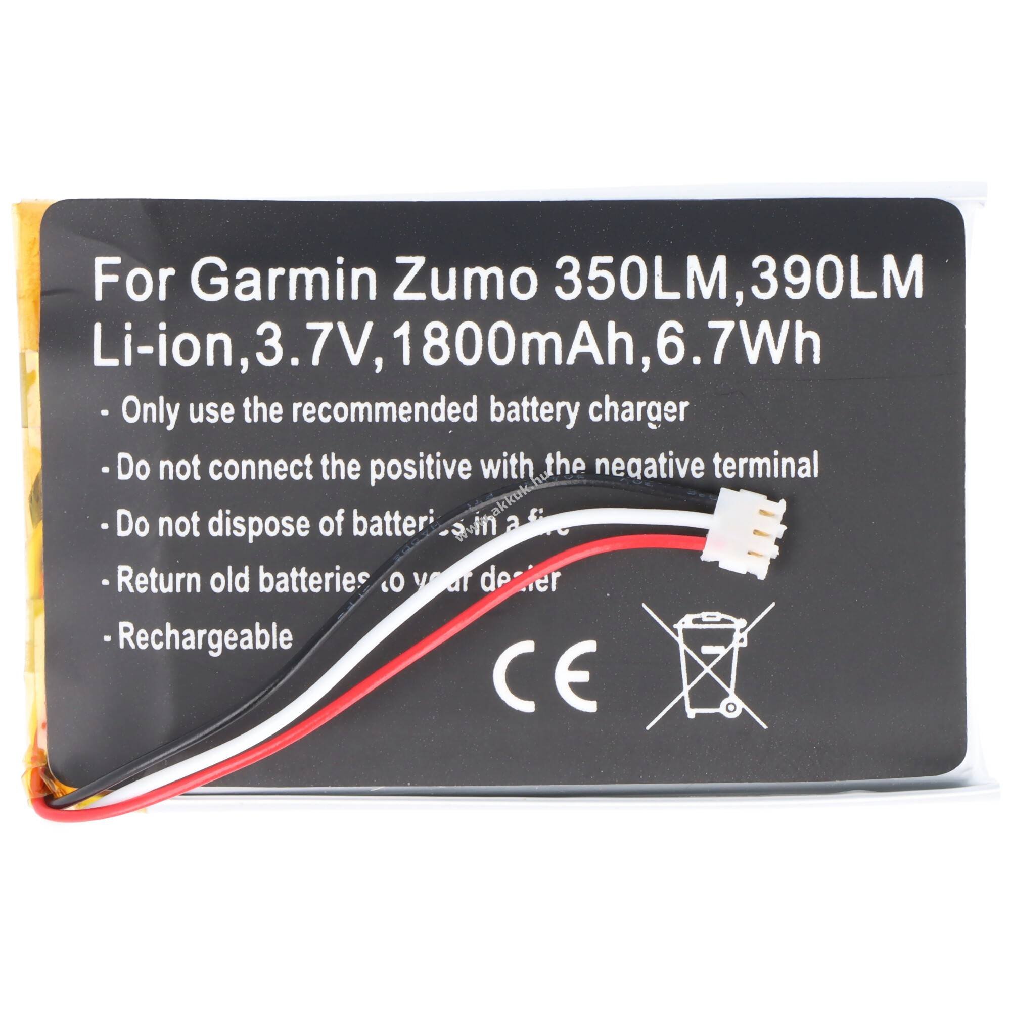 Helyettesítő akku Garmin Zumo 350LM 390LM 3,7V 1800mAh 361-00059-00 010-01043-01 020-00218-05 Li-Ion