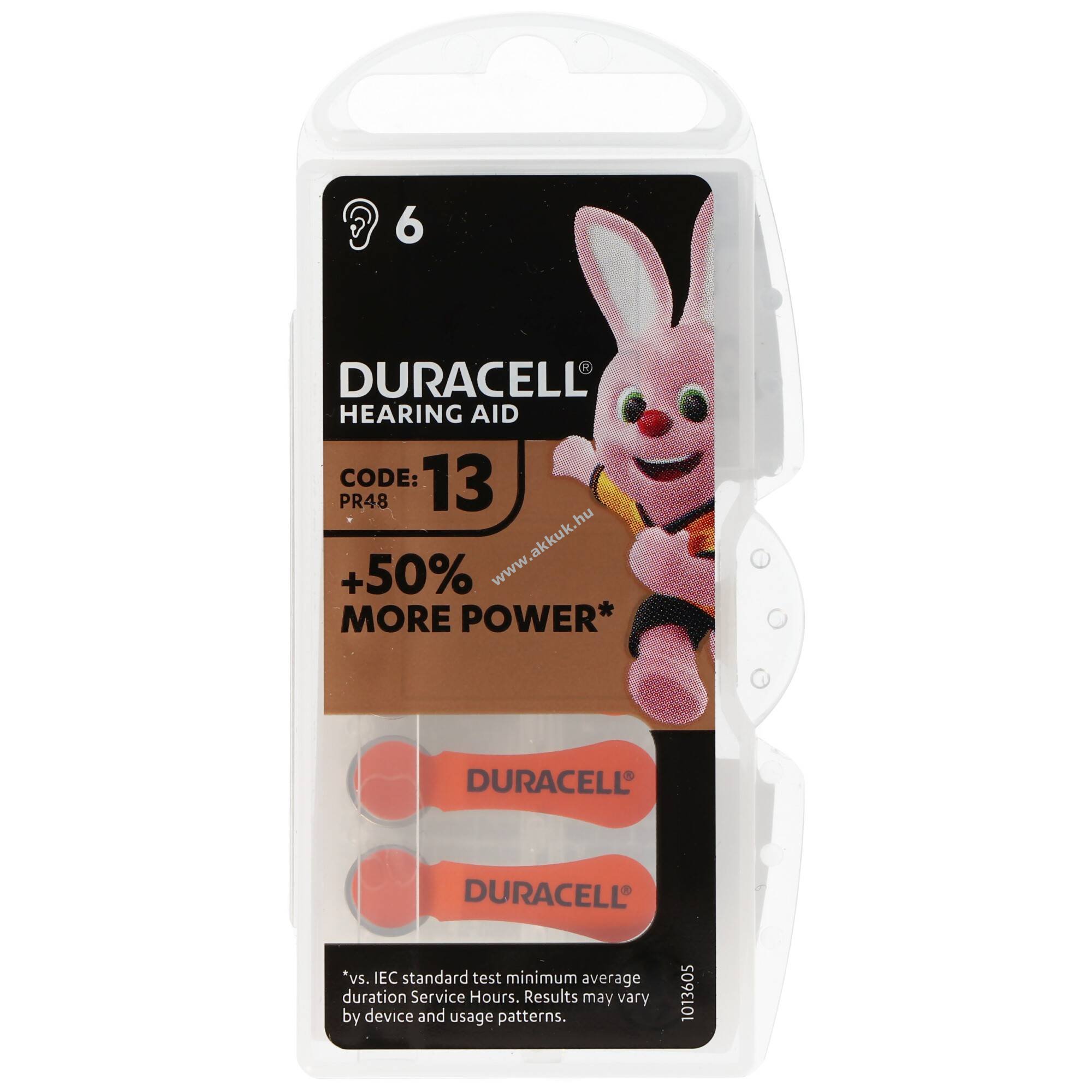 Duracell hallókészülék elem DA 13 AC 1,4V 290mAh Zn/Luft