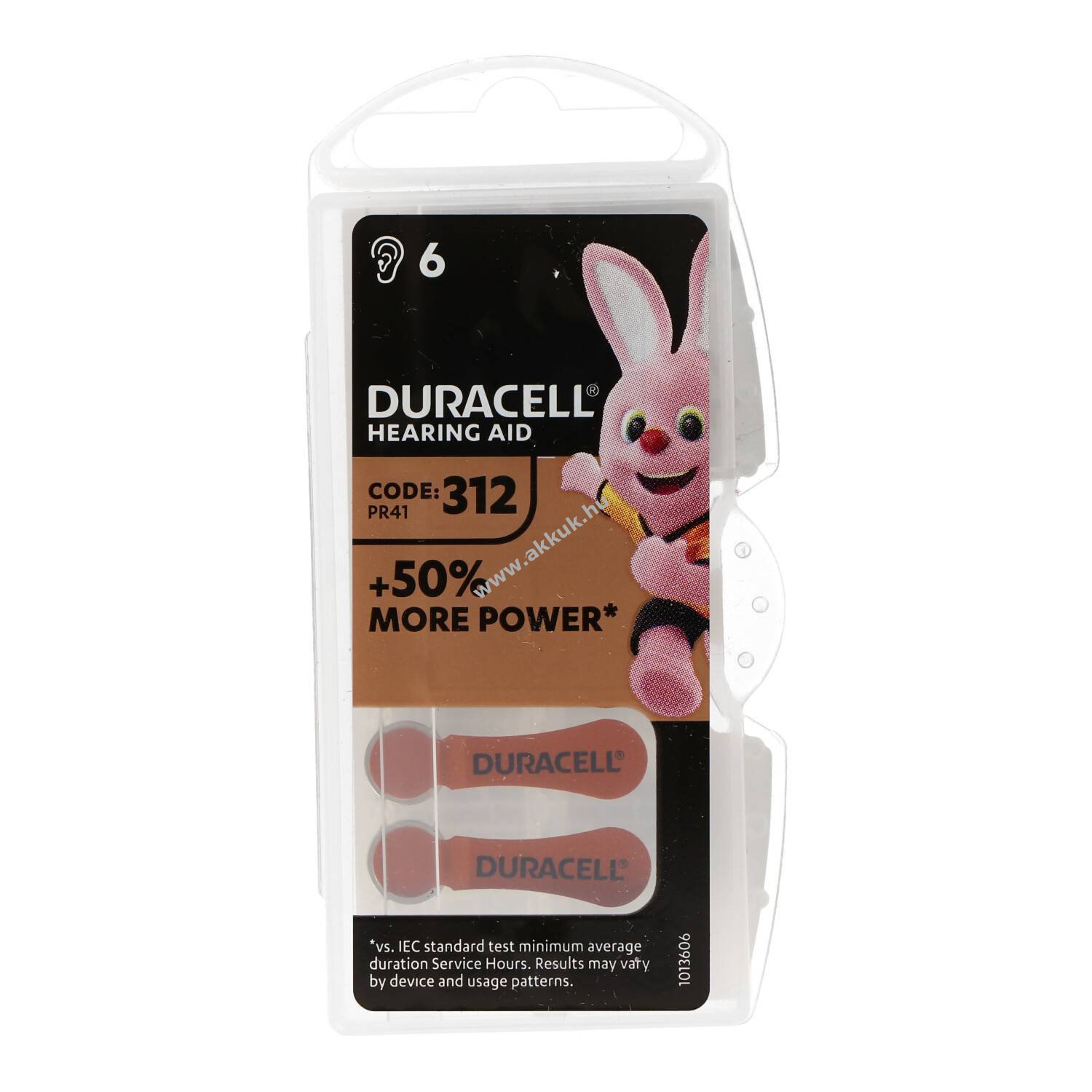 Duracell DA312 hallókészülék elem 1,4V 160mAh 6db/csomag Zn/Luft