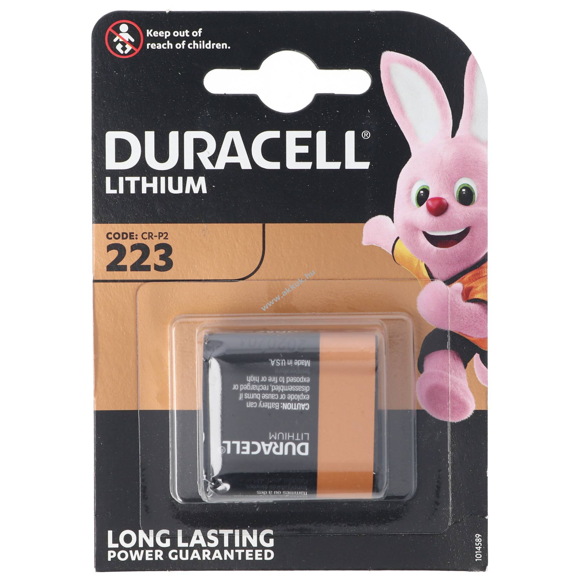 Duracell CR-P2 CRP2 DL223 Ultra fényképezőgép elem 6V 1400mAh 1db/csomag Lithium