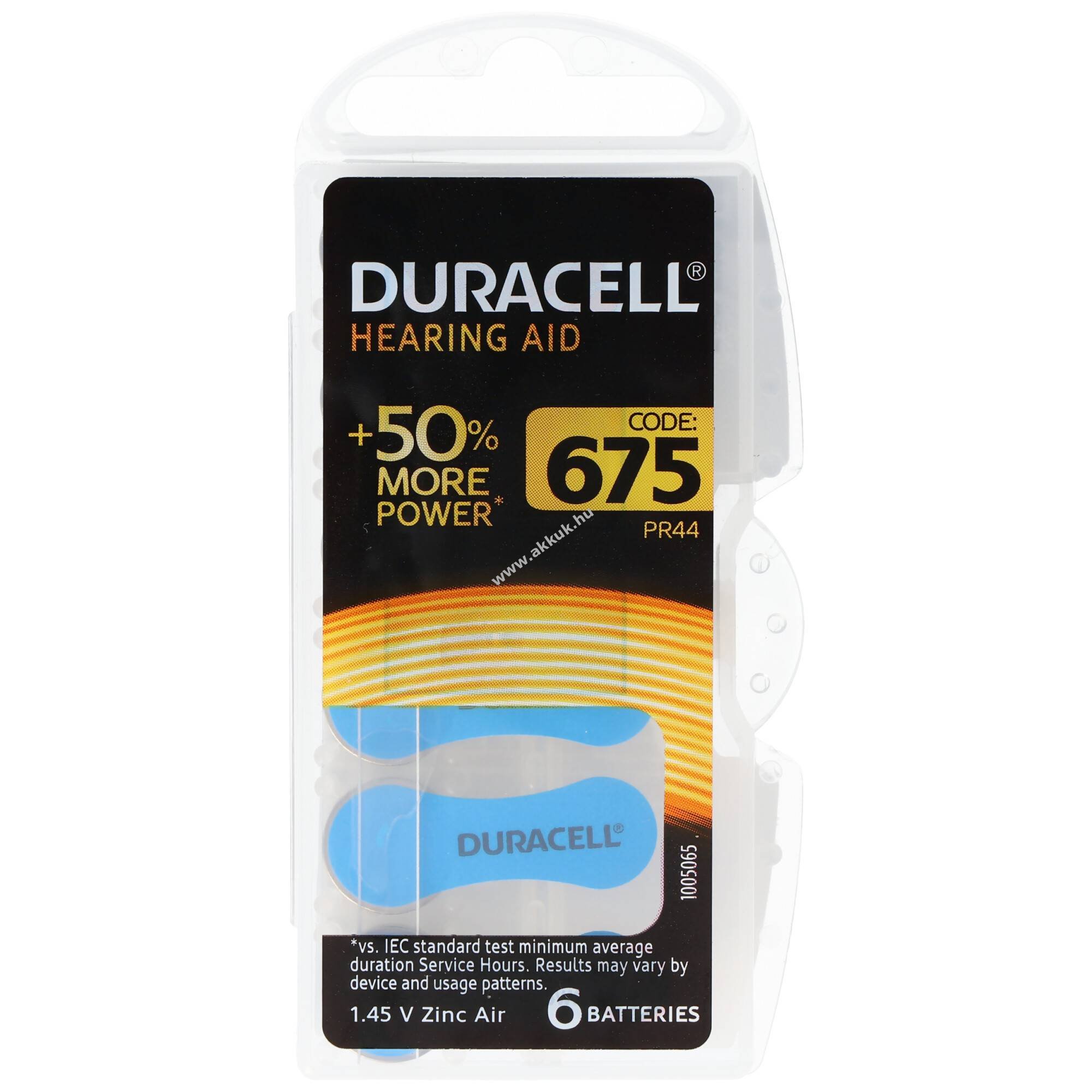 Duracell hallókészülék elem 675 Zink Air 1,45V 630mAh 6db/csomag