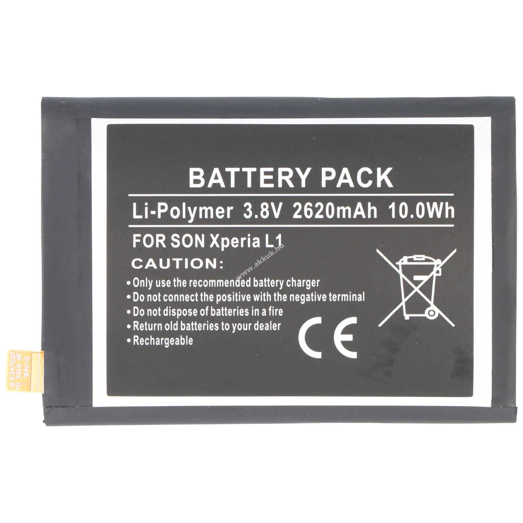 Helyettesítő akku Sony XPERIA L1 beépített 3,8V 2620mAh 10,0Wh mobiltelefon Li-Polymer LiPo