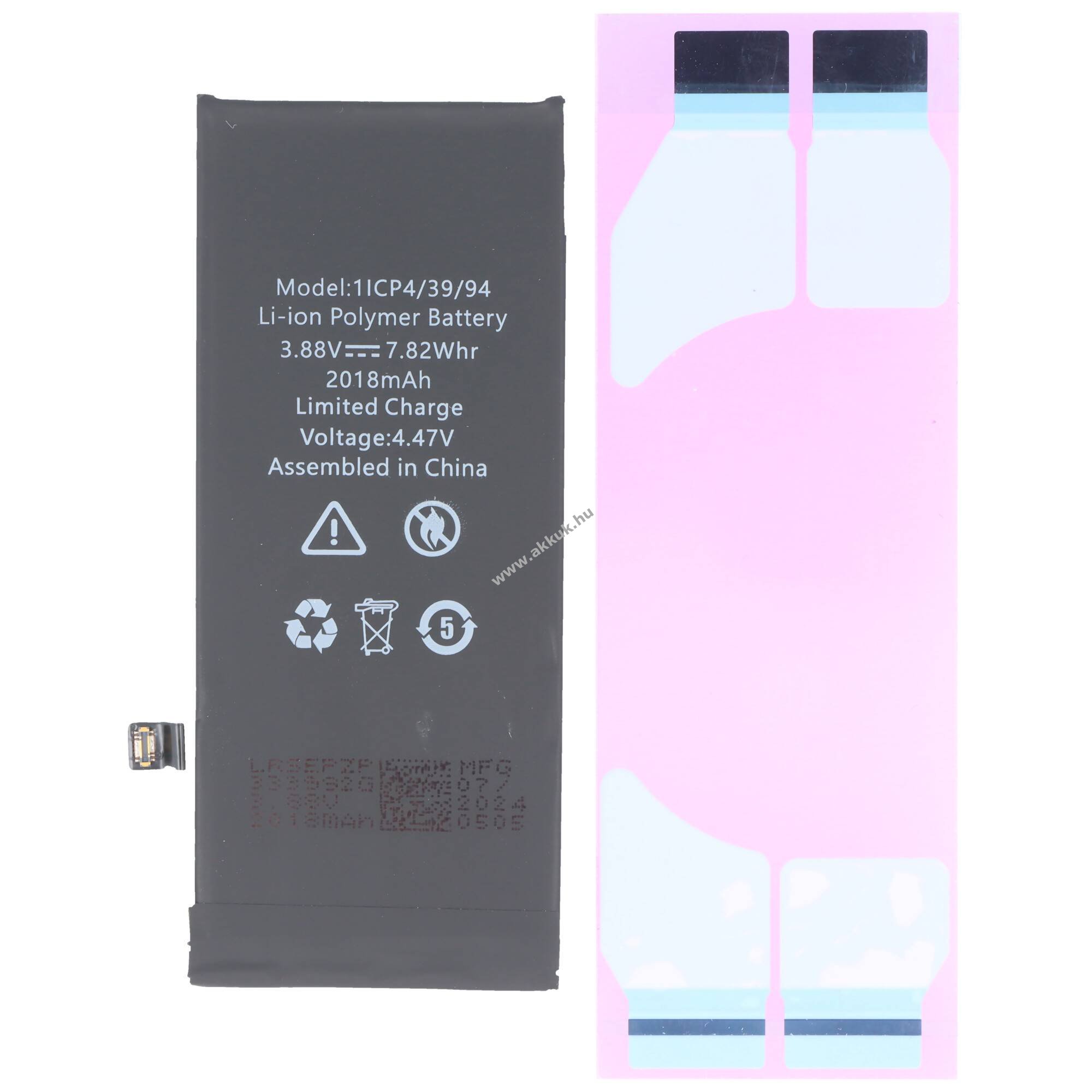 Helyettesítő akku Apple iPhone SE 2022 mobiltelefon 3,88V 2018mAh 7,8Wh Li-Polymer LiPo