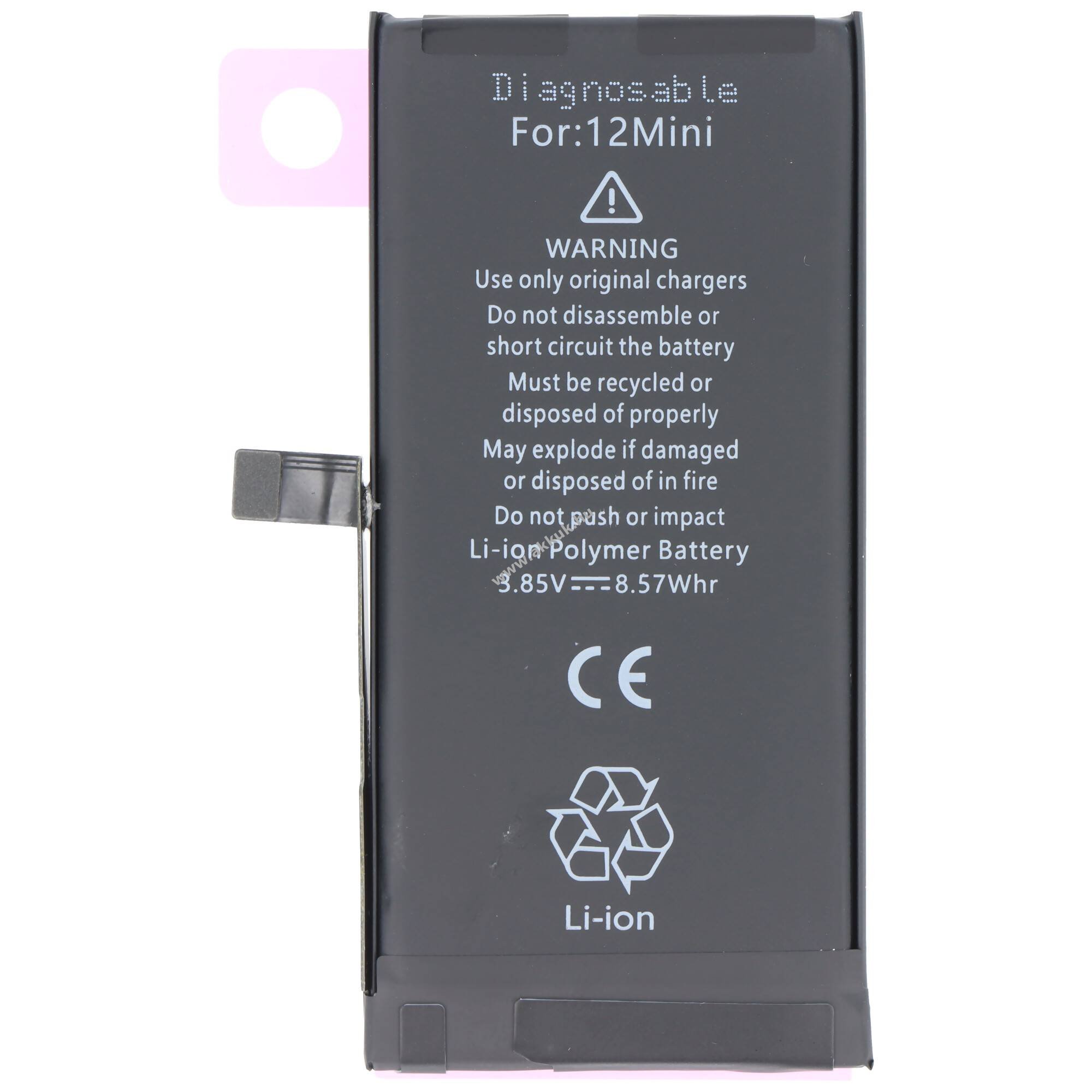 Helyettesítő akku Apple iPhone 12 mini mobiltelefon 3,85V 2227mAh 8,57Wh Li-Polymer LiPo