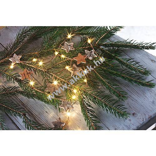 Hellum LED fényfüzér fa csillagokkal 20LED 0,95m 1,47m melegfehér 2xAA Mignon ceruza 520460