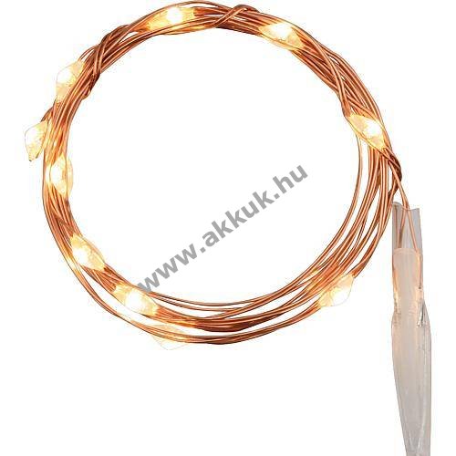 EGB LED mikro fényfüzér rézszínű 10 LED melegfehér elemmel 2xCR2032 0,9m 1m 45316