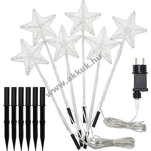 Lotti LED fém csillag 6db/csomag 77294 fehér 6x6LED időzítő IP44