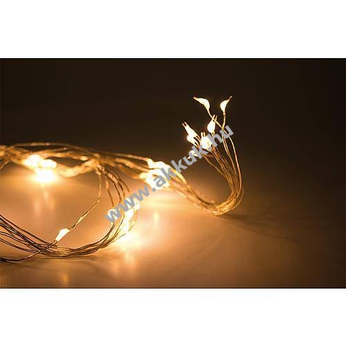 EGB LED mikro füzér 64 melegfehér LED beltéri 3xAA Mignon ceruza időzítős