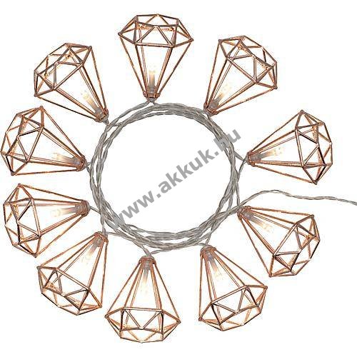 Lotti LED dekor füzér gyémántokkal 42421 10LED melegfehér 1,35m elemes 3x Mignon ceruza