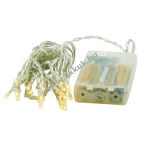 EGB LED mini fényfüzér 20 LED 3xAA Mignon ceruza elemről timer melegfehér 2,85m