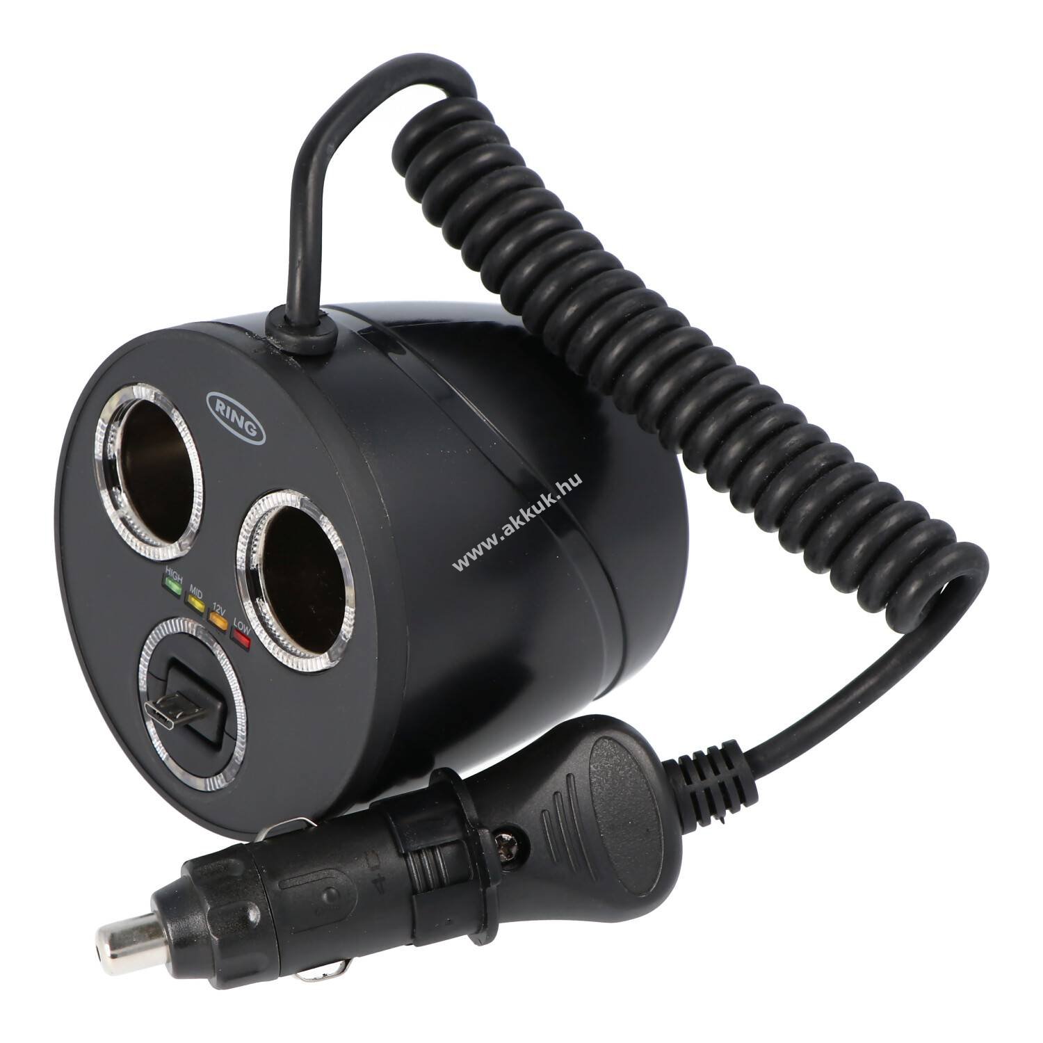 Ring Automotive kettős 12V szivargyújtó elosztó micro-USB aljzattal RMS13