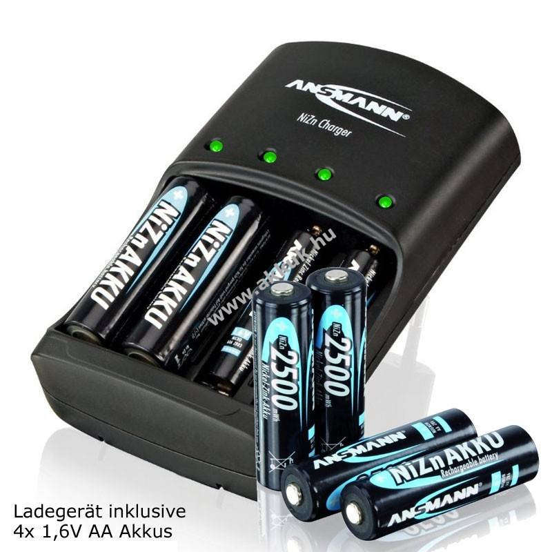 Ansmann gyorstöltő AA Mignon ceruza akku 1,6V 2500mWh 4db/csomag NiZn