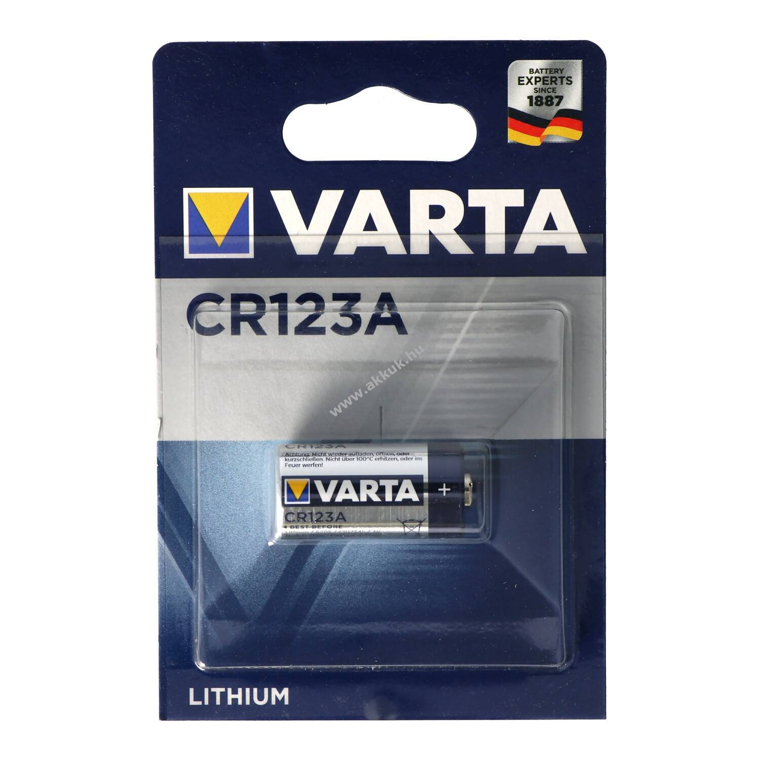 Varta CR123A 6205 CR17345 IEC fényképezőgép elem Lithium