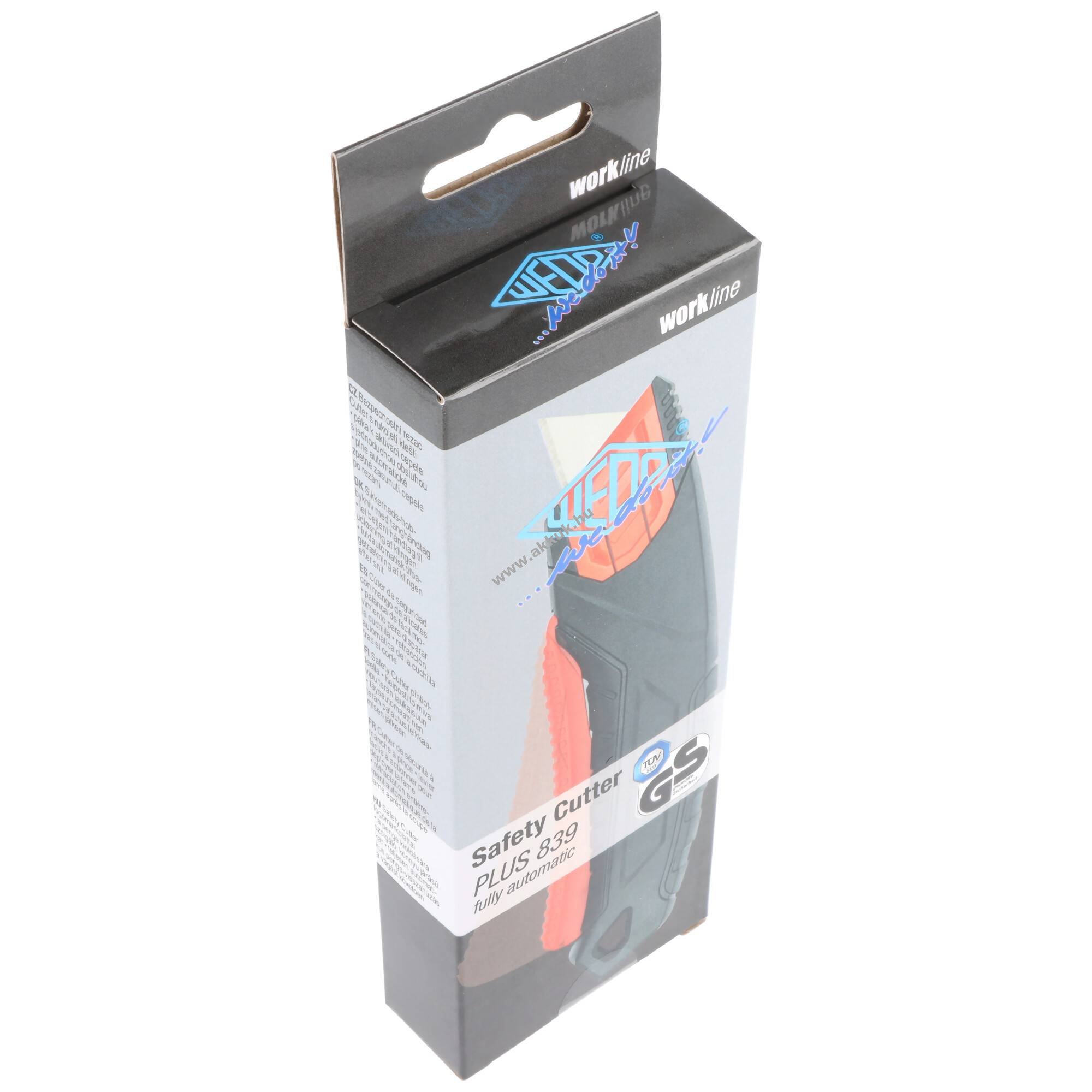 WEDO Safety-Cutter Plus 839 biztonsági kés standard pengével automata visszahúzás reteszelhető kar