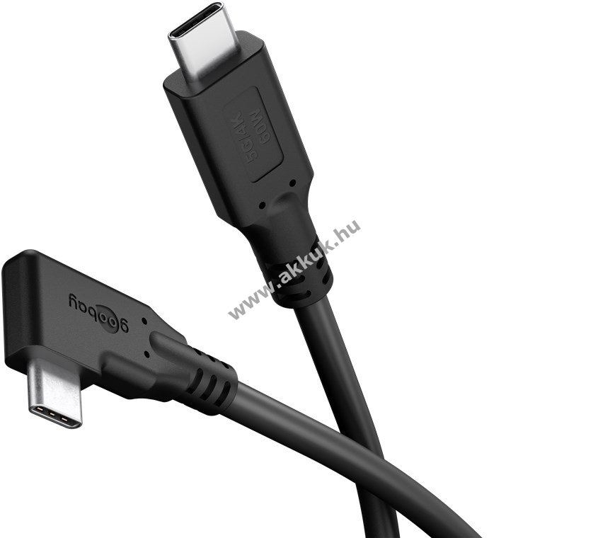 Goobay USB-C kábel 90° 3m 60W 3A 5Gbit/s Power Delivery fekete