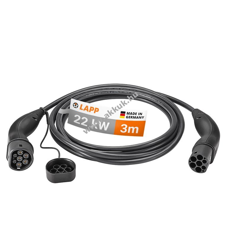 LAPP Type2 töltőkábel 3m 22kW 32A 3fázis fekete (5555934041)