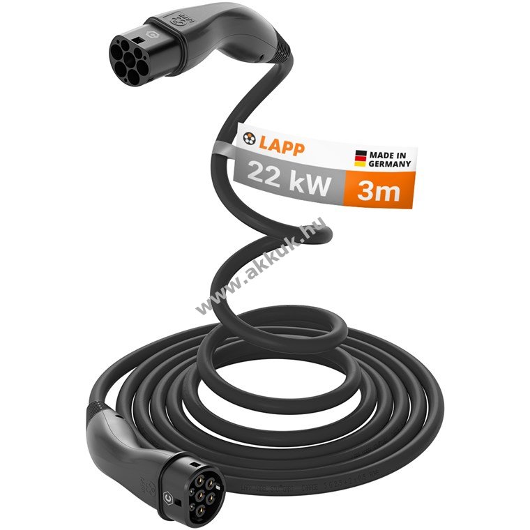 LAPP MOBILITY HELIX önbehúzó töltőkábel Typ 2 3m 32A 3-fázis 22kW fekete (5555934039)